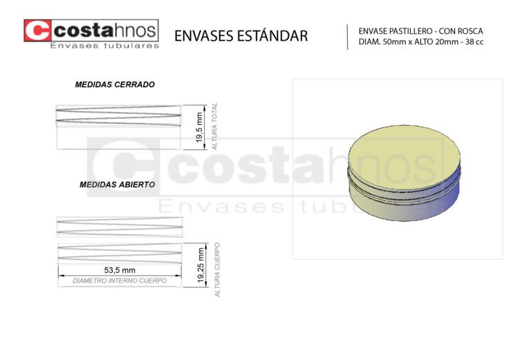 1.PLANO ENVASE - PASTILLERO ROSCA - DIAM. 50 X 20